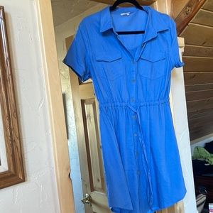 Love tree blue linen shift dress worn once bought in Taos New Mexico